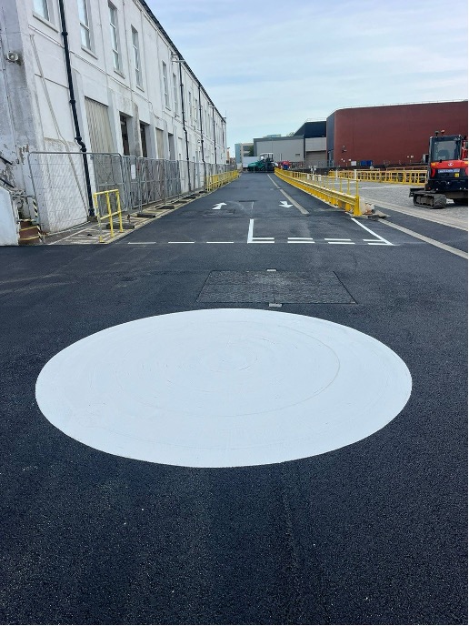 white painted circle on tarmac