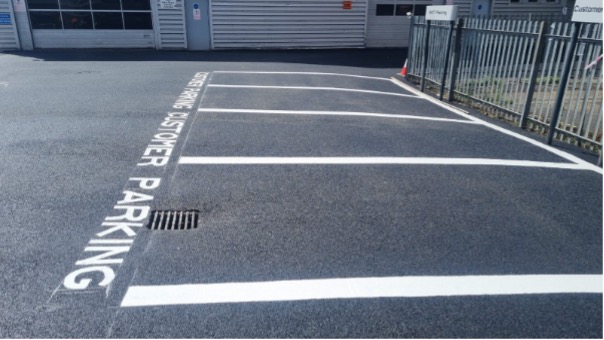 grey and white parking bays